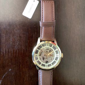 Fossil Townsman Automatic Brown Leather Gold Watch
